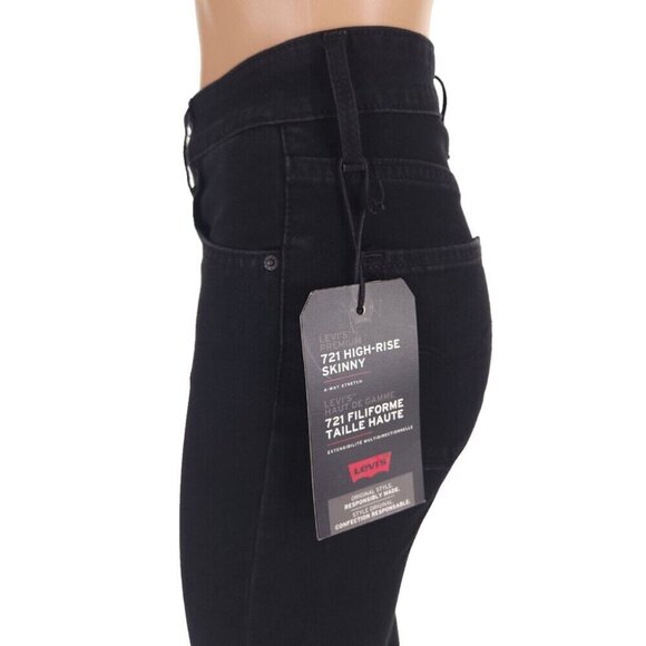 Levi's 721 High Rise Skinny Jeans Size XS 25 x 30 Soft Black $95 - Picture 6 of 16